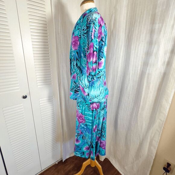 Michele Leslie Skirt Set Size L Women’s Vintage 2-piece Tropical Print - Picture 5 of 8